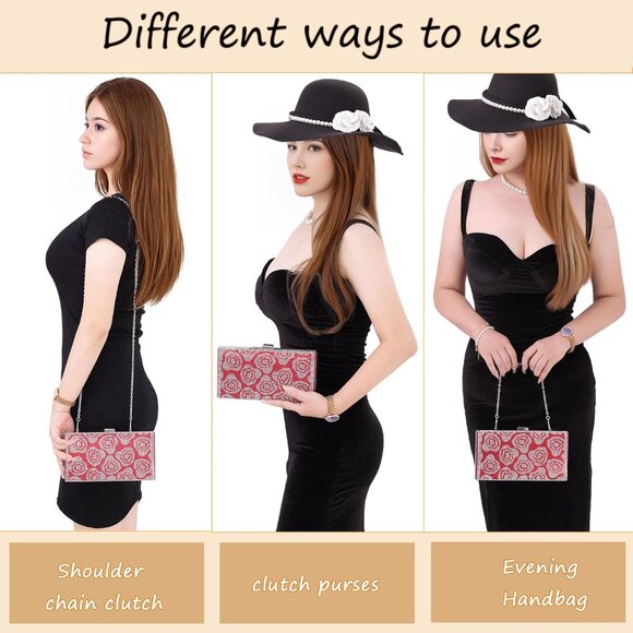 Stylish Red Satin Evening Purse with Organized Compartments - Ideal for Events - Picture 6 of 9